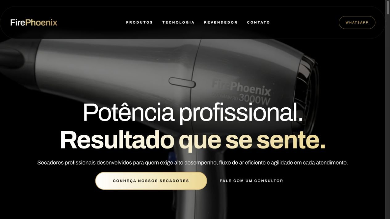 Página inicial do site Fire Phoenix